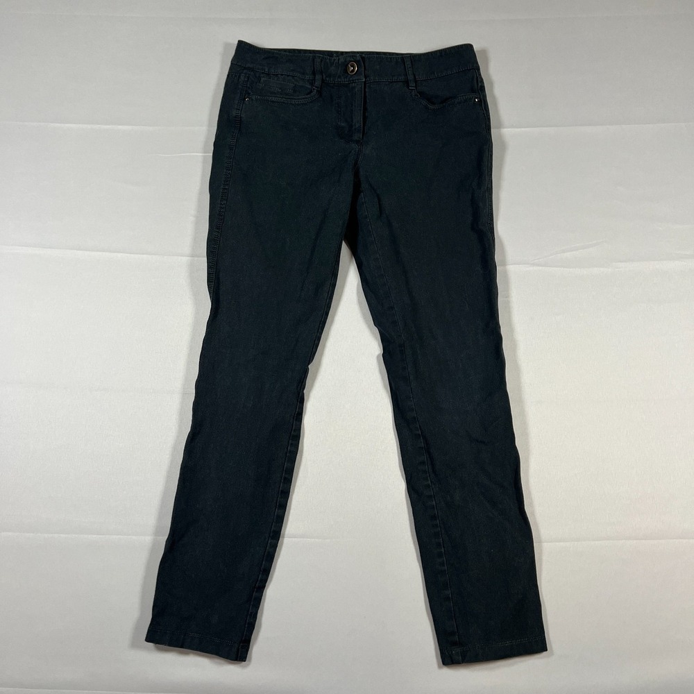 White House Black Market Skinny Leg Jeans Womens 2R Black Dark Wash Low Rise